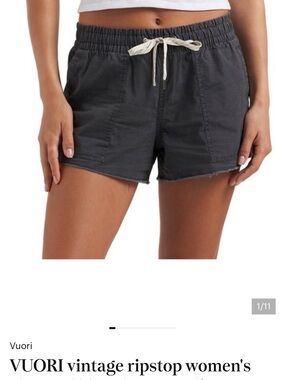 Vuori Vintage Ripstop Women's Charcoal Drawstring Shorts